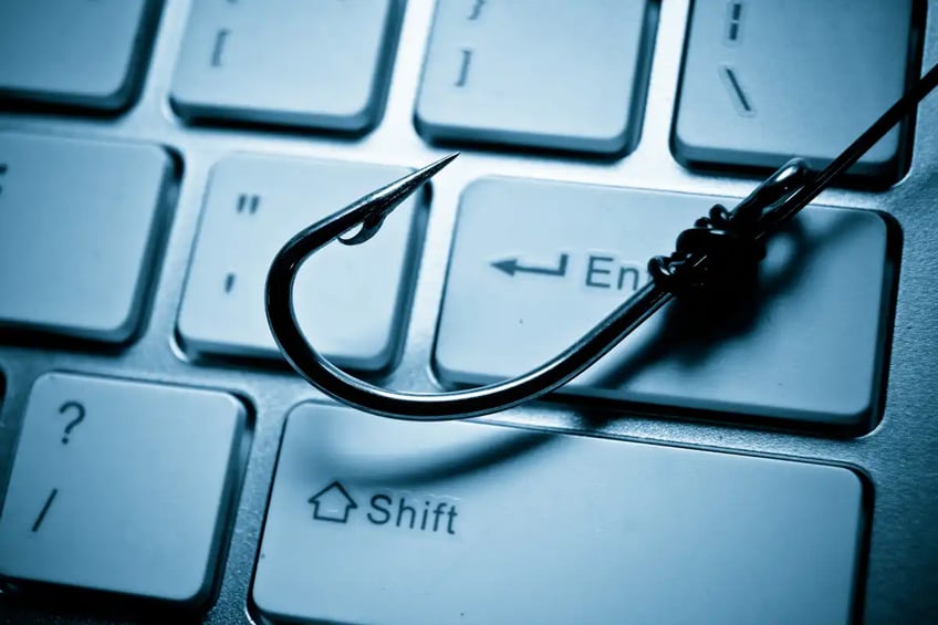 Fishing hook on PC keyboard