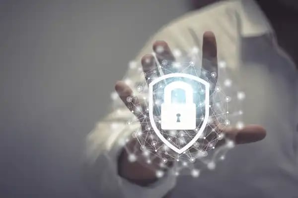 Hand "holding" digital padlock