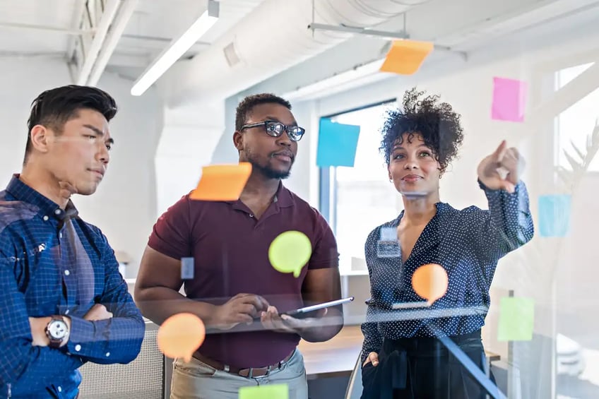 Five young people in a professional meeting