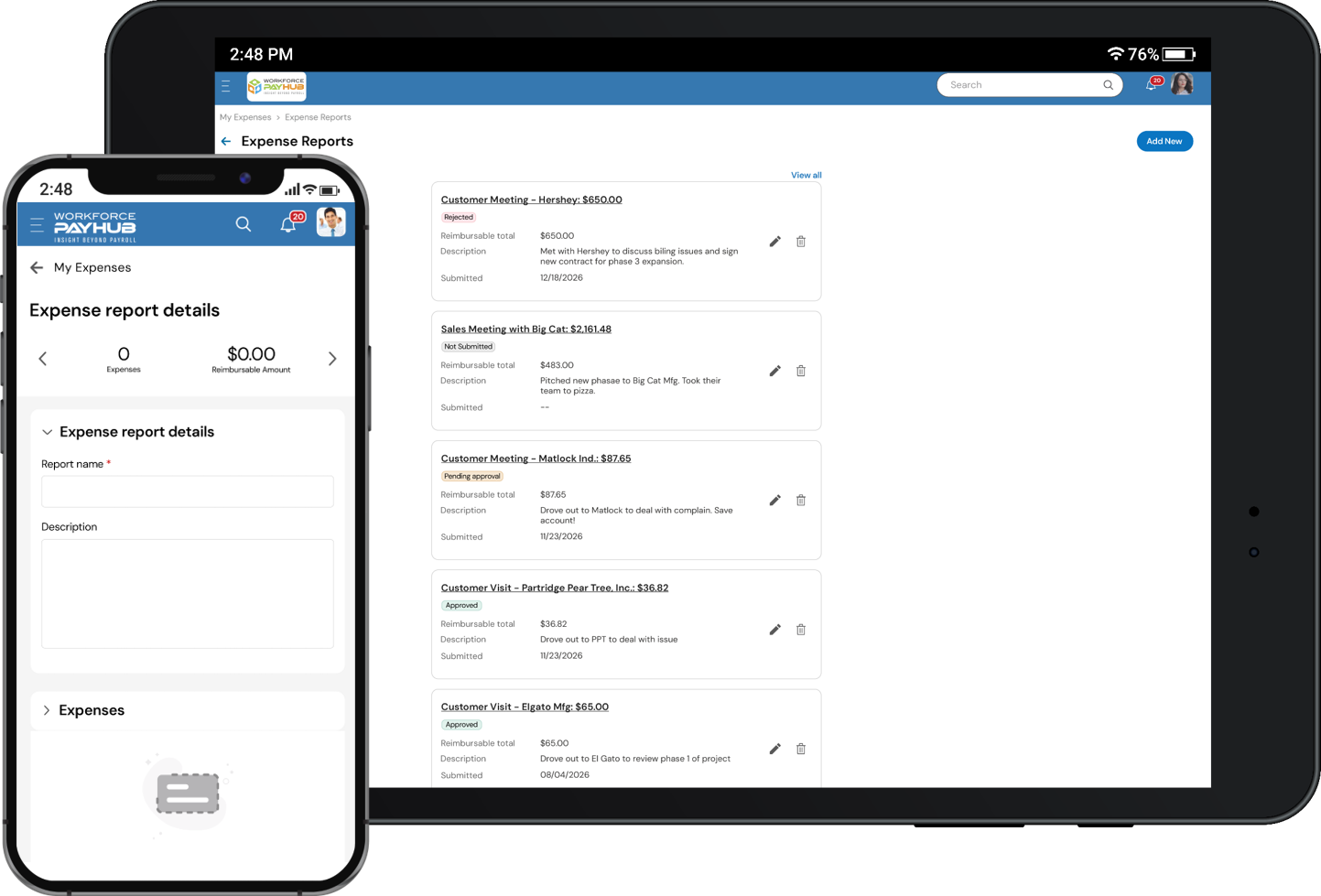 Expense Management Software Device Screenshots