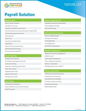 Michigan Payroll Solution Feature List